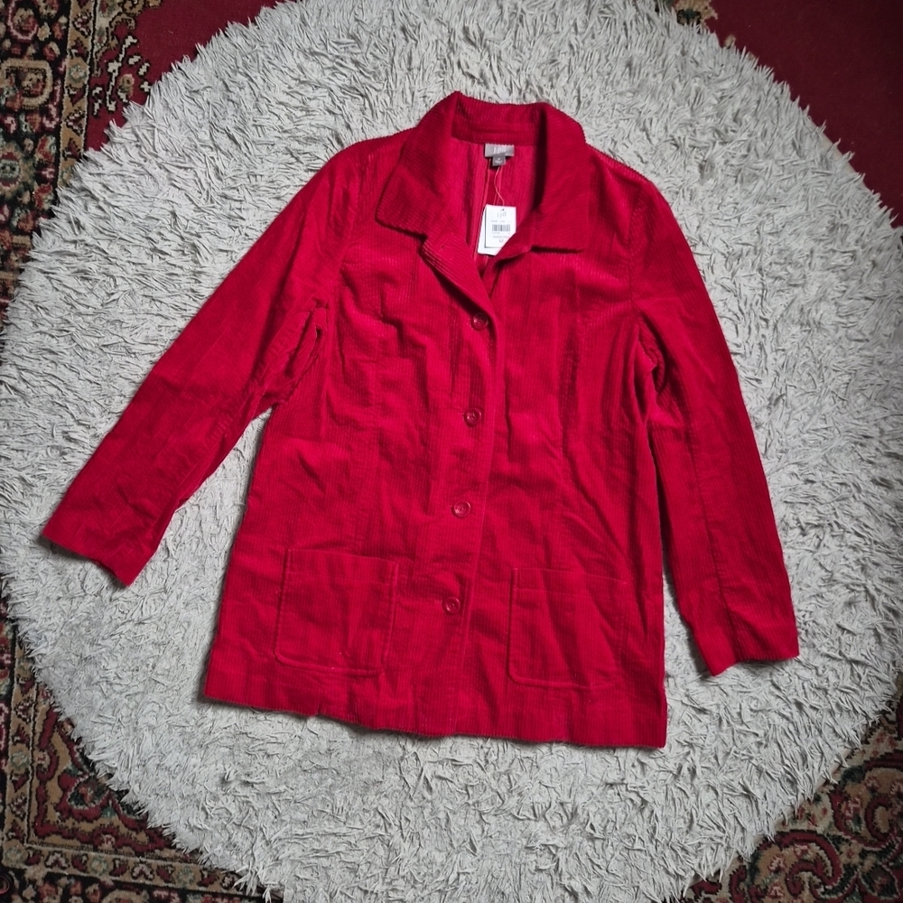 Womens J. Jill Corduroy Cord Shacket Shirt Jacket Perfect Red Size Medium M New